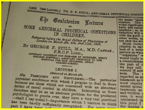 Fig. 7 - Stralcio delle Goulstonian lectures con l’articolo di Still